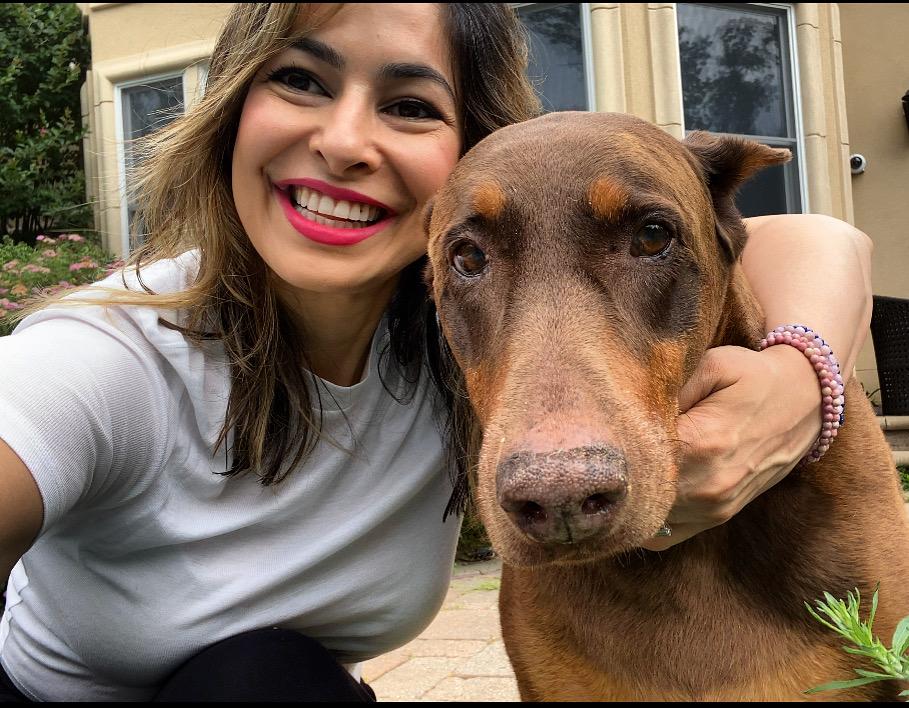 Sanya with her dog