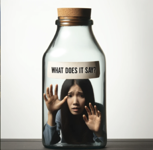 woman inside a glass bottle